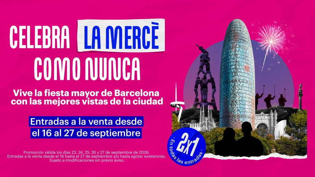 El Mirador Torre Glòries celebra La Mercè con una promoción 2×1 para redescubrir Barcelona desde las alturas